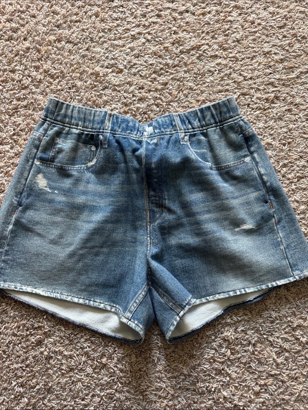 rag & bone VIRAL Miramar Distressed High-Rise Denim Shorts - Blue